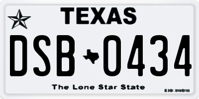 TX license plate DSB0434