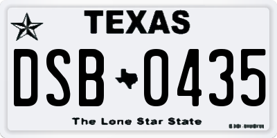 TX license plate DSB0435