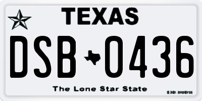 TX license plate DSB0436