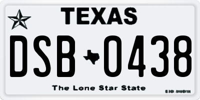 TX license plate DSB0438