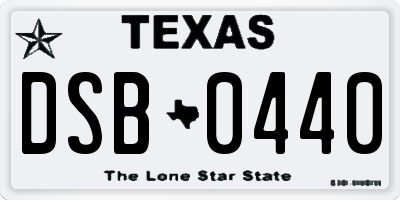 TX license plate DSB0440