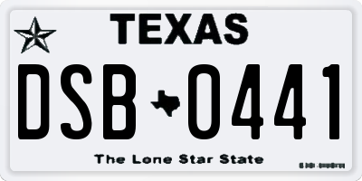 TX license plate DSB0441