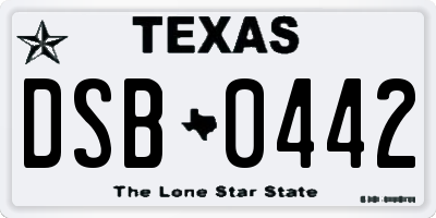 TX license plate DSB0442