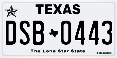 TX license plate DSB0443