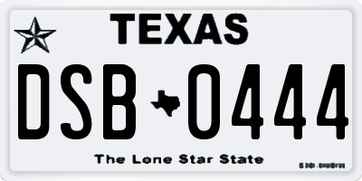 TX license plate DSB0444