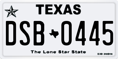 TX license plate DSB0445