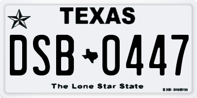 TX license plate DSB0447