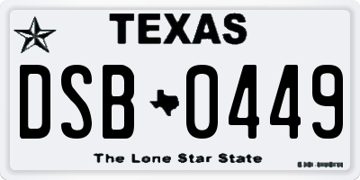 TX license plate DSB0449