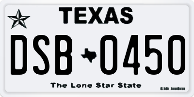 TX license plate DSB0450