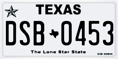 TX license plate DSB0453