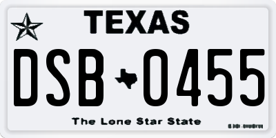 TX license plate DSB0455