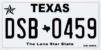 TX license plate DSB0459