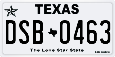 TX license plate DSB0463