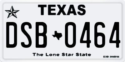 TX license plate DSB0464