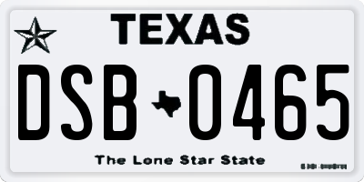 TX license plate DSB0465