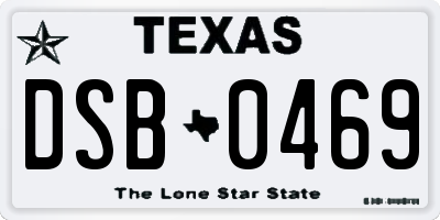 TX license plate DSB0469