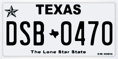 TX license plate DSB0470