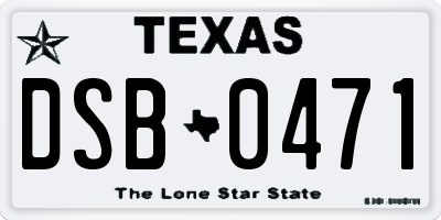 TX license plate DSB0471