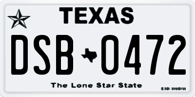 TX license plate DSB0472