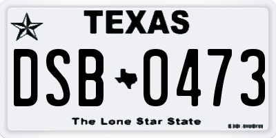TX license plate DSB0473