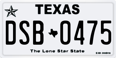 TX license plate DSB0475