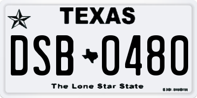 TX license plate DSB0480