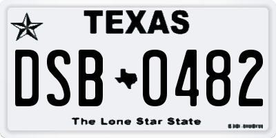 TX license plate DSB0482