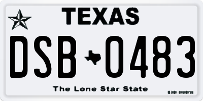 TX license plate DSB0483
