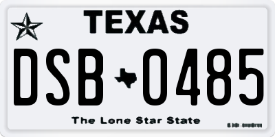 TX license plate DSB0485