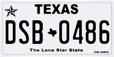 TX license plate DSB0486