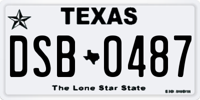 TX license plate DSB0487
