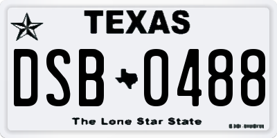 TX license plate DSB0488