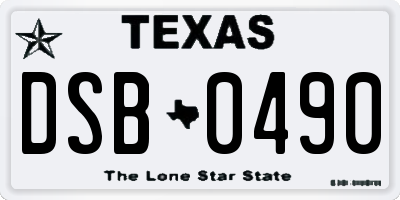 TX license plate DSB0490