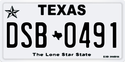 TX license plate DSB0491