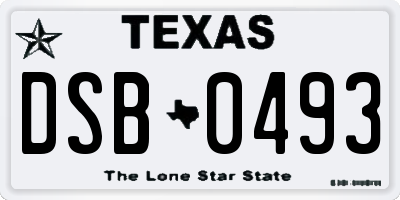 TX license plate DSB0493