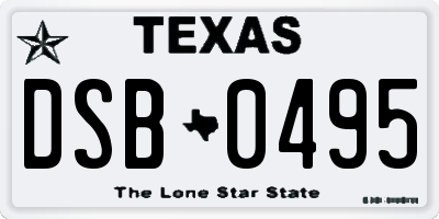 TX license plate DSB0495