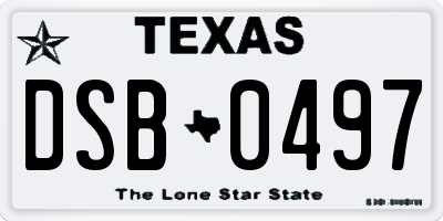 TX license plate DSB0497