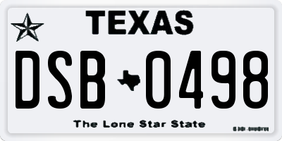 TX license plate DSB0498