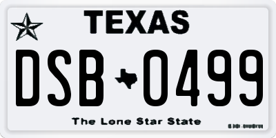 TX license plate DSB0499