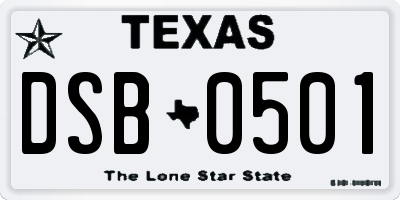 TX license plate DSB0501