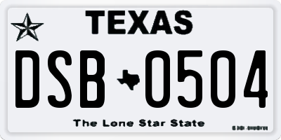 TX license plate DSB0504