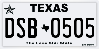 TX license plate DSB0505