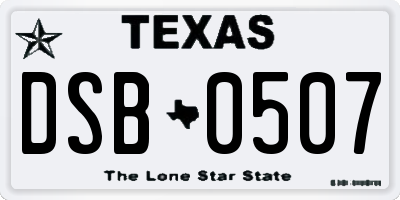TX license plate DSB0507