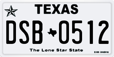 TX license plate DSB0512