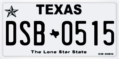 TX license plate DSB0515