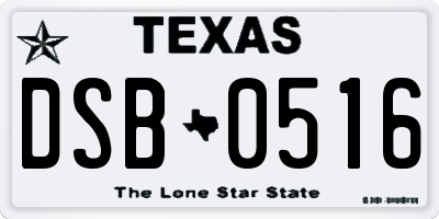 TX license plate DSB0516