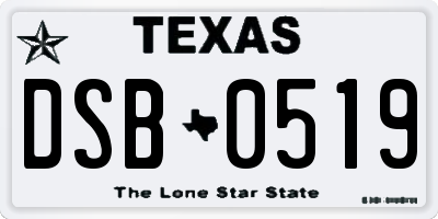 TX license plate DSB0519