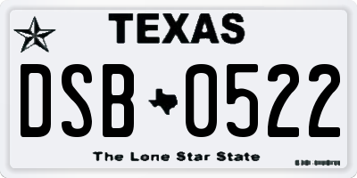 TX license plate DSB0522