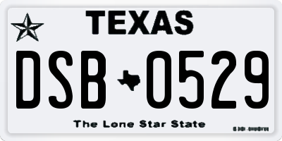TX license plate DSB0529
