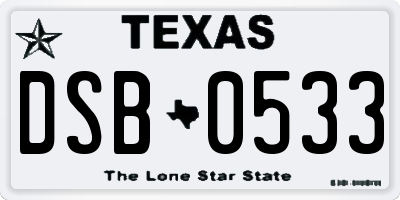 TX license plate DSB0533